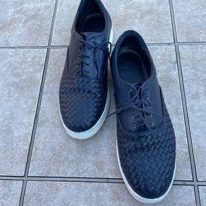 Jared Lang navy woven leather lace up shoes 44